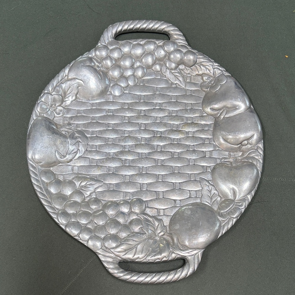 Vintage Hacienda Real (HR) handmade Mexican pewter decor tray